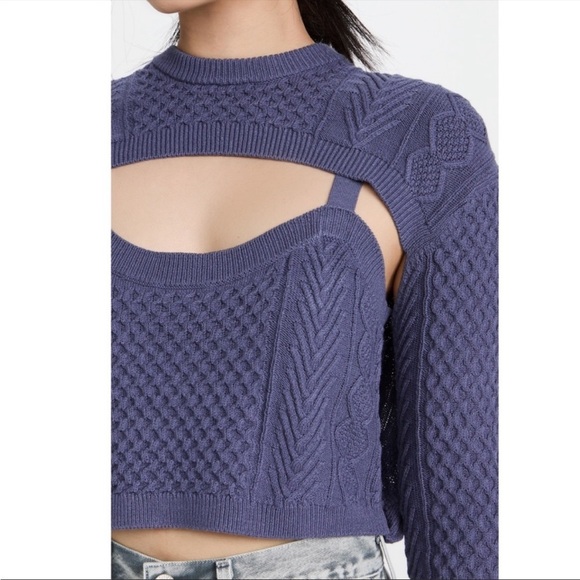 Shopbop Sokie Collective Tank Sweater Long Sleeve Purplish Blue Large NWT - Picture 3 of 13